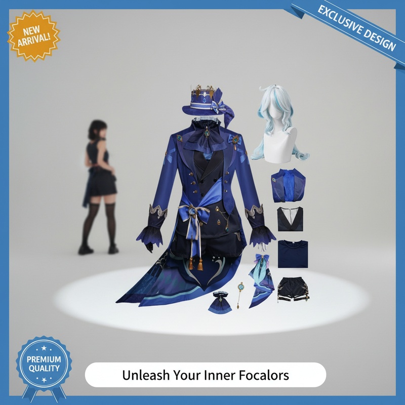 Cosplay Anime Black Hair - Kostum Cosplay Furina dari CHIOS, Wig,