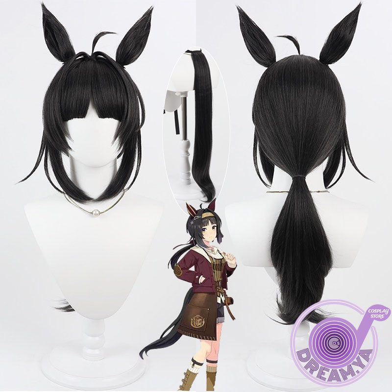 Wig Cosplay Logotype Uma Musum - Cosplay Anime Black Hair ulasan dan harga